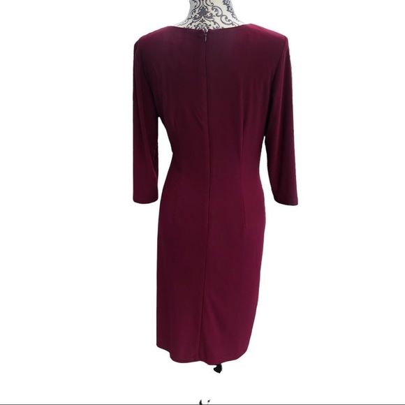 R&M RICHARDS DRESSES - RUFFLE DRESS Burgundy size 12 - Picture 3 of 6